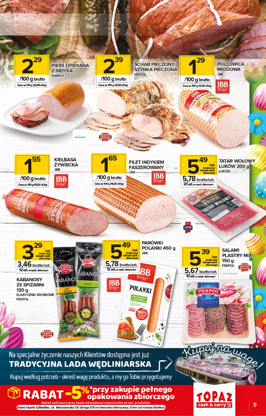 Gazetka promocyjna Topaz - Gazetka - ważna 25.03 do 31.03.2021 - strona 9 - produkty: Kabanos, Kiełbasa, Lanki, Parówki, Pekpol, Polędwica, Salami