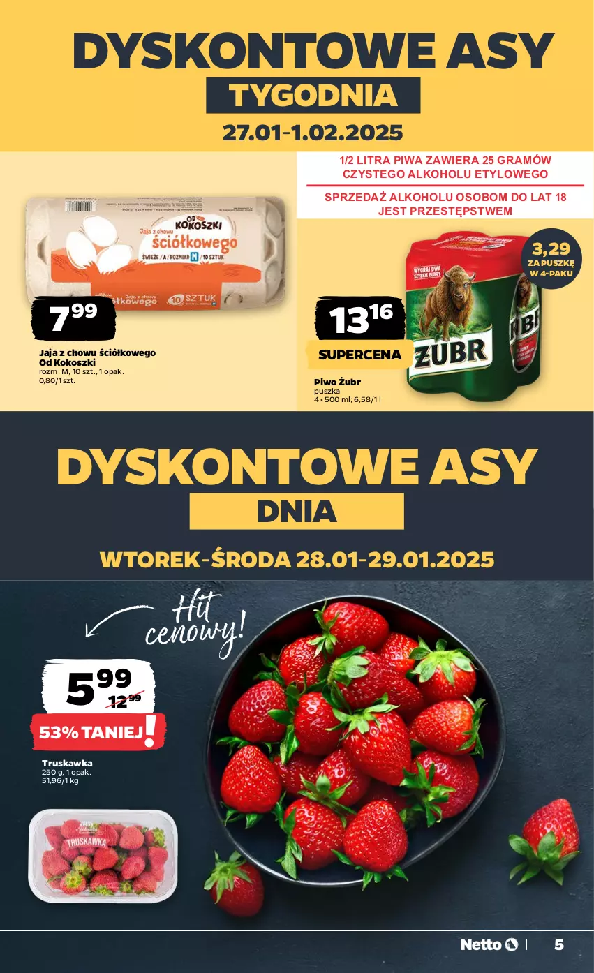 Gazetka promocyjna Netto - Od Poniedziałku - ważna 27.01 do 01.02.2025 - strona 5 - produkty: Gra, Jaja, Kokos, Kosz, Piwa, Piwo