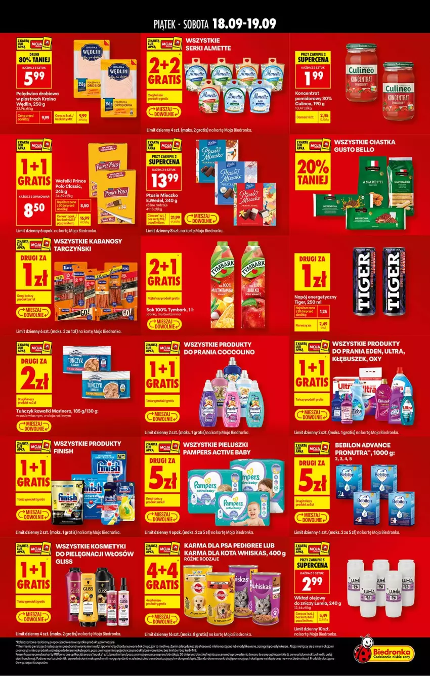 Gazetka promocyjna Biedronka - Tani Weekend - ważna 18.09 do 19.09.2026 - strona 2 - produkty: BEBILON, Fa, Gra, Kawa, Mleczko, Pampers, Pedigree, Ptasie mleczko, Sok, Tuńczyk, Tymbark, Whiskas, Znicz