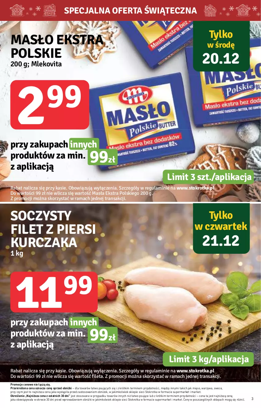 Gazetka promocyjna Stokrotka - Supermarket - ważna 20.12 do 27.12.2023 - strona 3 - produkty: Mięso, Mleko, Mlekovita, Owoce, Rama, Tran, Warzywa