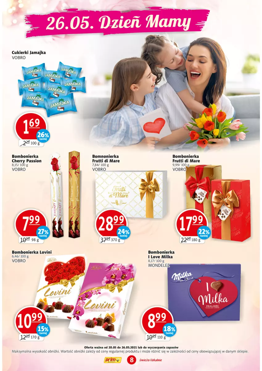 Gazetka promocyjna Prim Market - Gazetka - ważna 20.05 do 26.05.2021 - strona 8 - produkty: Cukier, Cukierki, Lovi, Milka, Sok