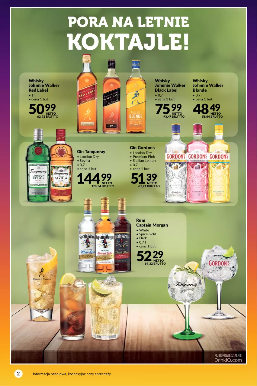 Gazetka promocyjna Makro - Summer Drinks 2023 - oferta z alkoholem - ważna 11.07 do 07.08.2023 - strona 2 - produkty: Captain Morgan, Gin, Johnnie Walker, Lack, Rum, Whisky