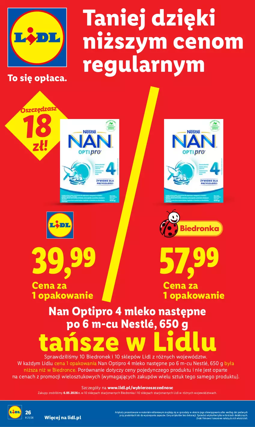 Gazetka promocyjna Lidl - Gazetka ważna od 21.05 do 23.05 - ważna 21.05 do 23.05.2026 - strona 26 - produkty: Mleko, NAN Optipro, Nestlé, O nas, Por