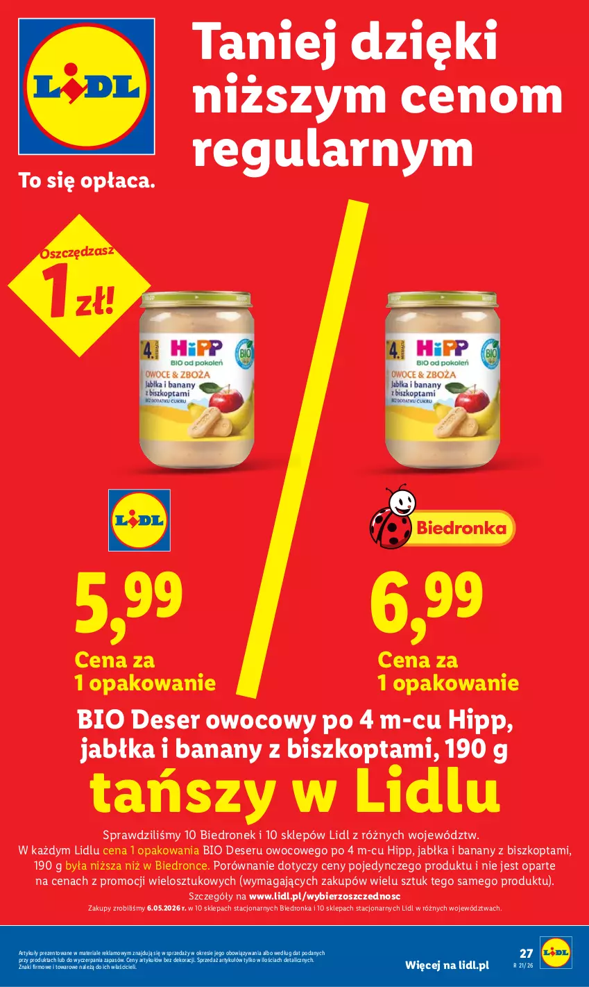 Gazetka promocyjna Lidl - Gazetka ważna od 21.05 do 23.05 - ważna 21.05 do 23.05.2026 - strona 27 - produkty: Banany, Deser, Deser owocowy, HiPP, Jabłka, Por, Ser