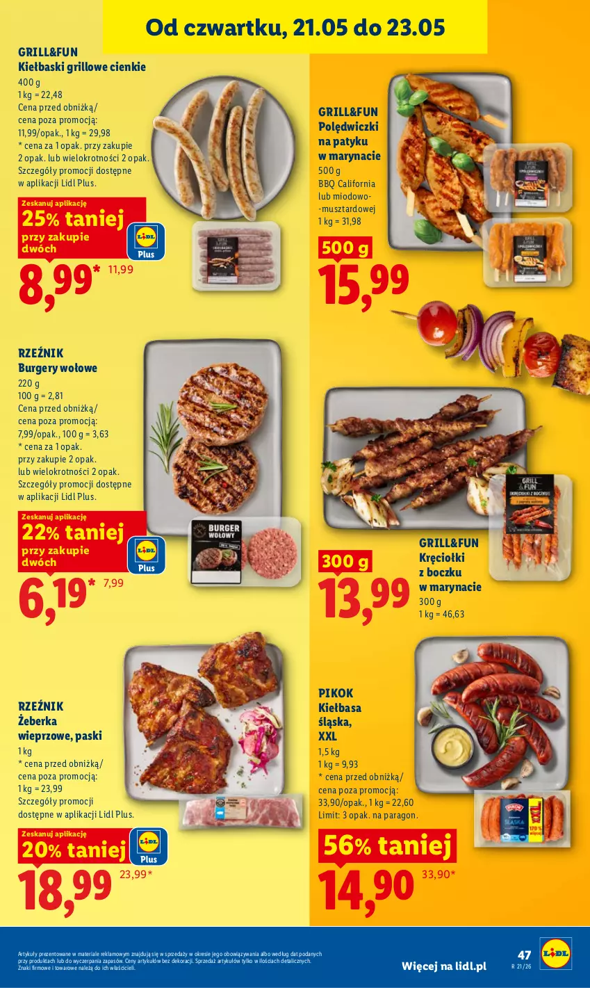 Gazetka promocyjna Lidl - Gazetka ważna od 21.05 do 23.05 - ważna 21.05 do 23.05.2026 - strona 49 - produkty: Burger, Grill, Kiełbasa, Kiełbasa śląska, Mus, PIKOK