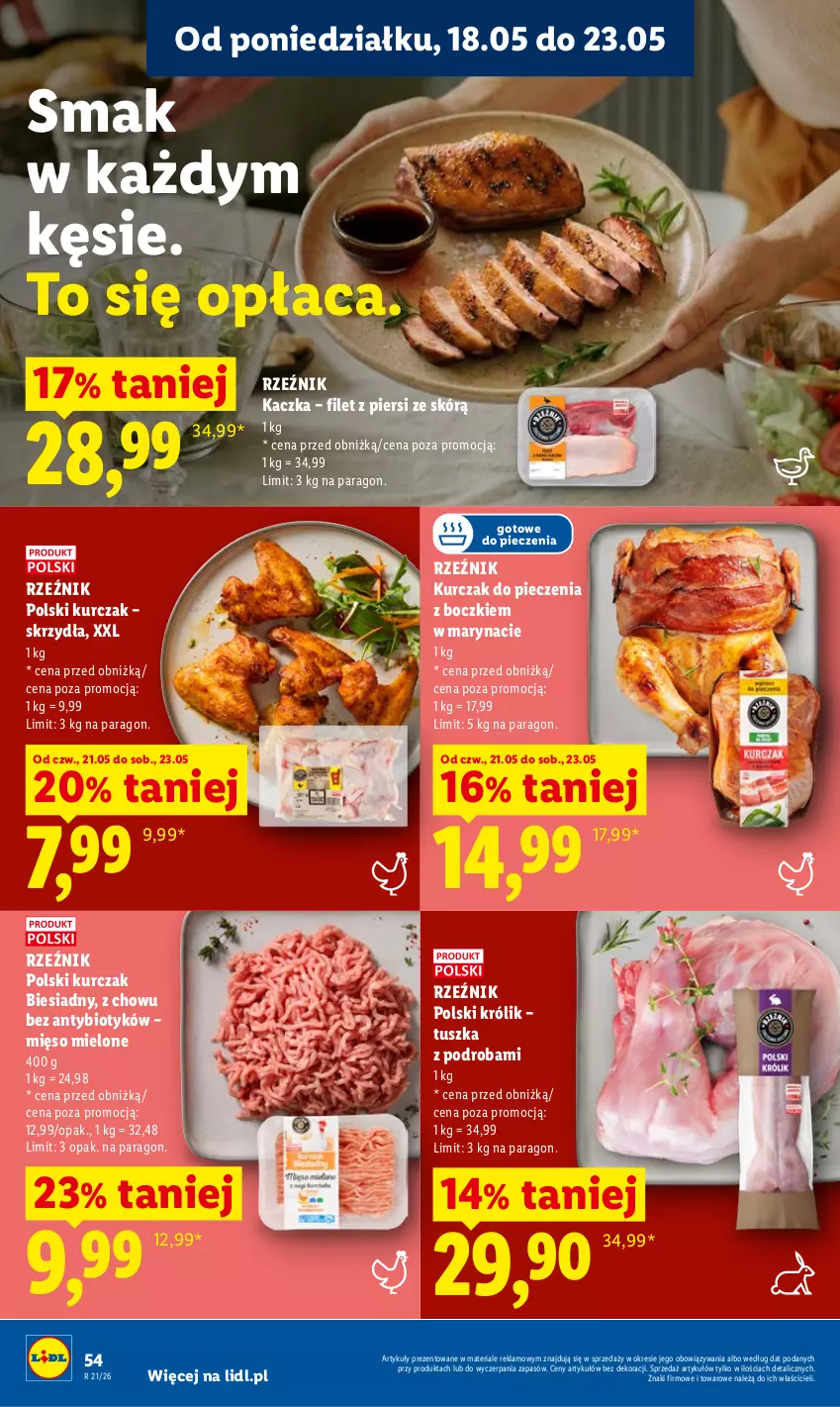 Gazetka promocyjna Lidl - Gazetka ważna od 21.05 do 23.05 - ważna 21.05 do 23.05.2026 - strona 56 - produkty: Kaczka, Królik, Kurczak, Mięso, Mięso mielone, Piec, Tusz