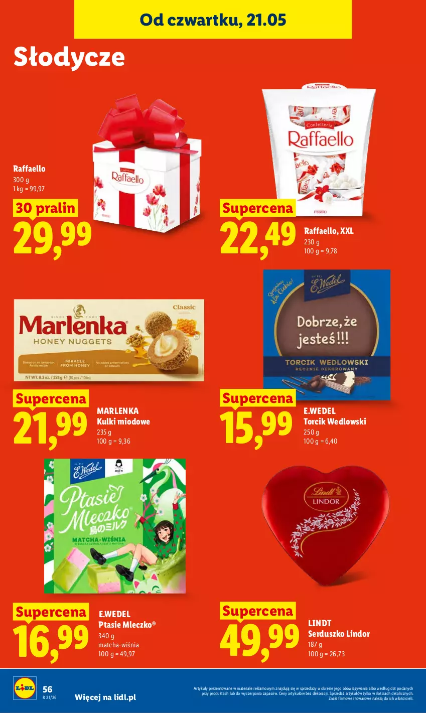 Gazetka promocyjna Lidl - Gazetka ważna od 21.05 do 23.05 - ważna 21.05 do 23.05.2026 - strona 62 - produkty: Fa, Lindor, Lindt, Mleczko, Ptasie mleczko, Raffaello, Ser