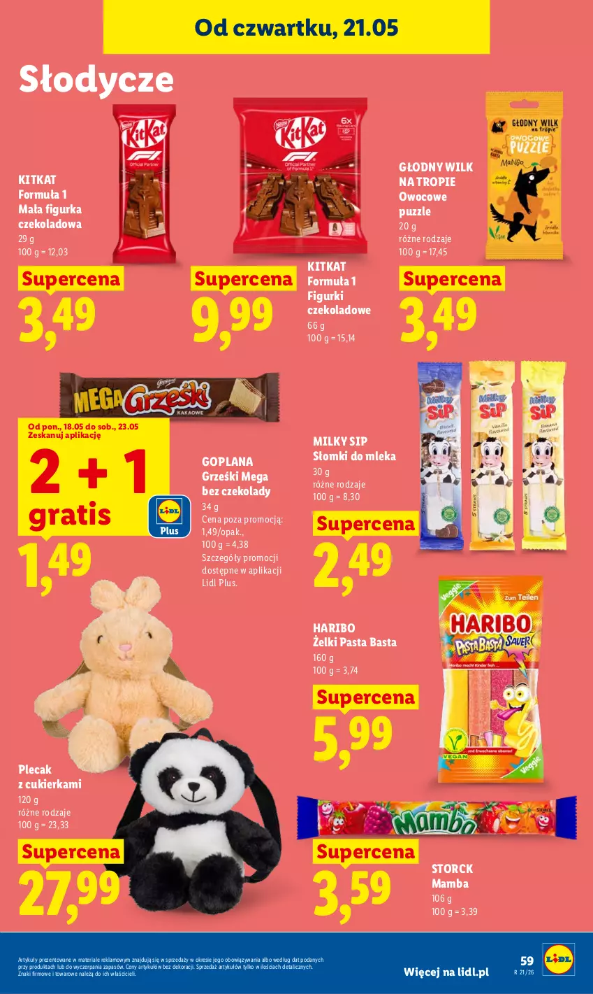 Gazetka promocyjna Lidl - Gazetka ważna od 21.05 do 23.05 - ważna 21.05 do 23.05.2026 - strona 65 - produkty: Cukier, Goplana, Gra, Grześki, Haribo, LANA, Mamba, Plecak, Puzzle