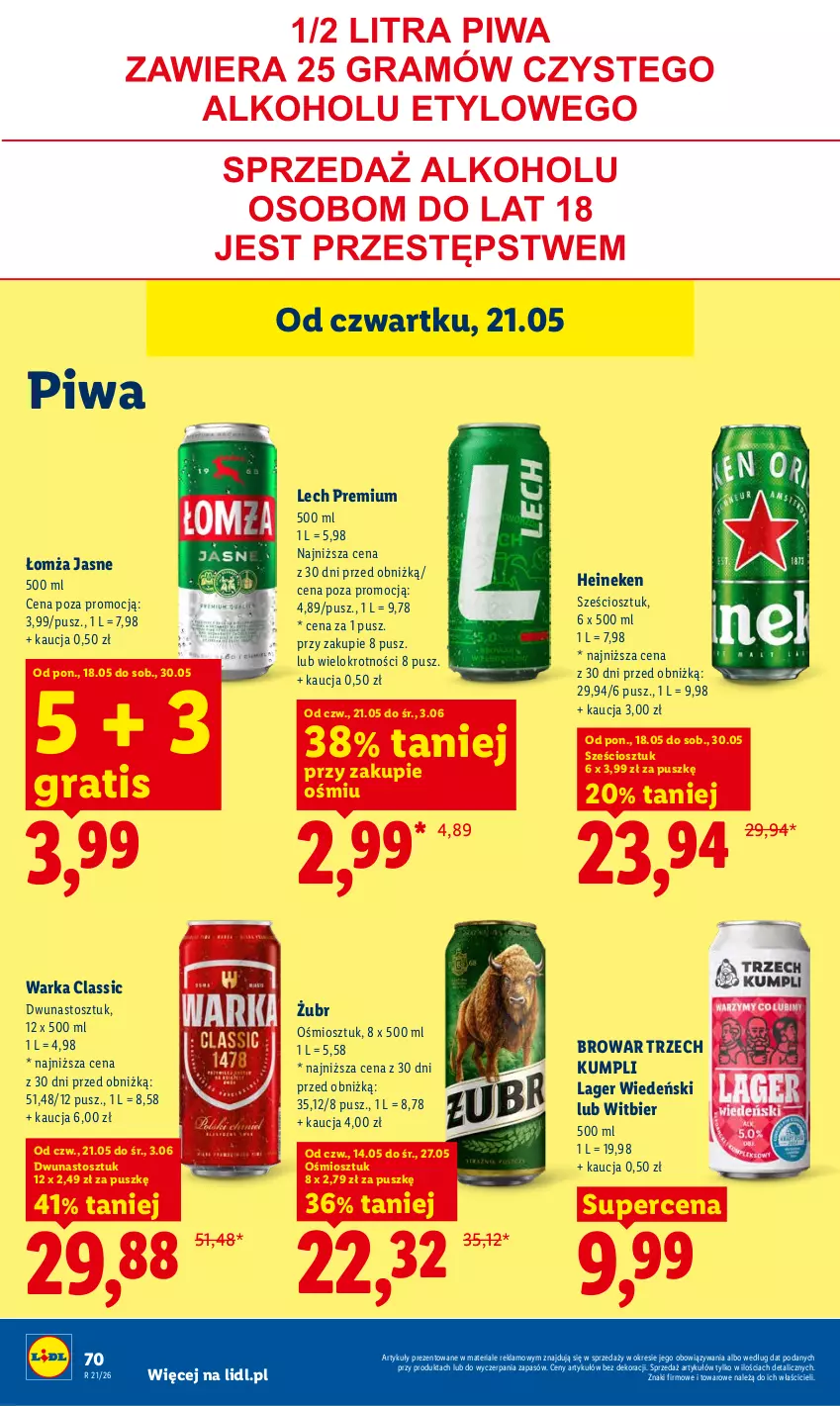 Gazetka promocyjna Lidl - Gazetka ważna od 21.05 do 23.05 - ważna 21.05 do 23.05.2026 - strona 76 - produkty: Gra, Heineken, Lech Premium, Piwa, Warka