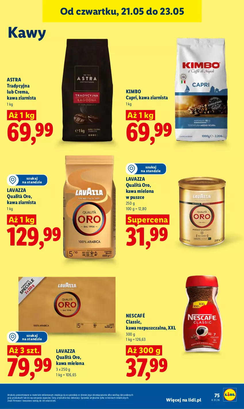 Gazetka promocyjna Lidl - Gazetka ważna od 21.05 do 23.05 - ważna 21.05 do 23.05.2026 - strona 83 - produkty: Kawa, Kawa mielona, Kawa rozpuszczalna, Kawa ziarnista, Lavazza, Nescafé