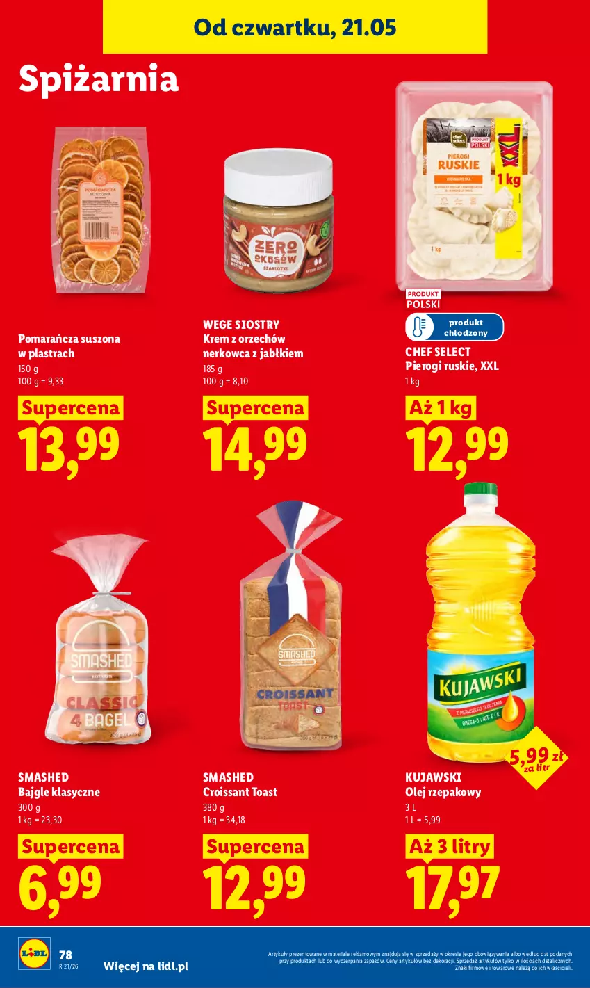 Gazetka promocyjna Lidl - Gazetka ważna od 21.05 do 23.05 - ważna 21.05 do 23.05.2026 - strona 86 - produkty: Bajgle, Croissant, Kujawski, Olej, Olej rzepakowy, Pierogi