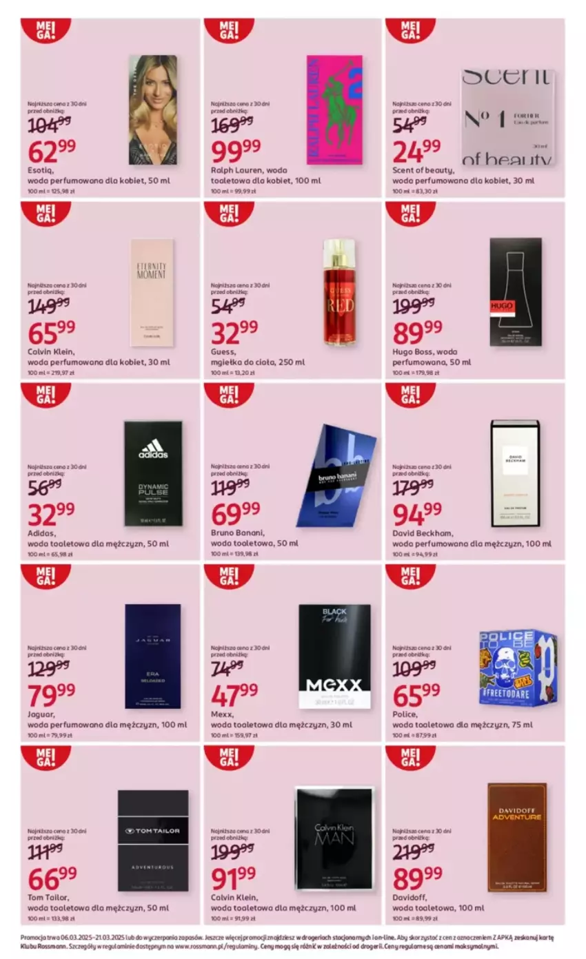 Gazetka promocyjna Rossmann - ważna 06.03 do 21.03.2025 - strona 16 - produkty: Adidas, BIC, David Beckham, Davidoff, Hugo Boss, Laur, LG, Mexx, Perfum, Ralph Lauren, Tera, Woda, Woda perfumowana, Woda toaletowa