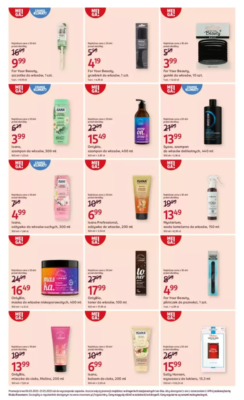 Gazetka promocyjna Rossmann - ważna 06.03 do 21.03.2025 - strona 3 - produkty: Balsam do ciała, Fa, Isana, Maska, Maska do włosów, Mleczko, Nike, Odżywka, Por, Sally Hansen, Szampon, Woda