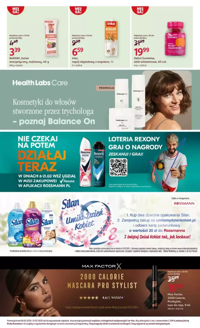 Gazetka promocyjna Rossmann - ważna 06.03 do 21.03.2025 - strona 5 - produkty: Fa, Gra, Inka, Koc, Max Factor, Napój, Rexona, Tusz