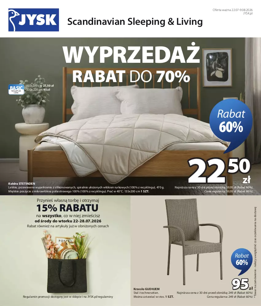 Gazetka promocyjna Jysk - Oferta tygodnia - ważna 22.07 do 09.08.2026 - strona 2 - produkty: Kołdra, Krzesło