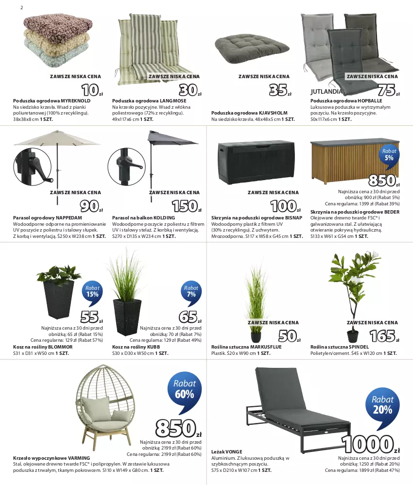 Gazetka promocyjna Jysk - Oferta tygodnia - ważna 22.07 do 09.08.2026 - strona 3 - produkty: Cement, Edam, Kosz, Krzesło, Olej, Parasol, Poduszka, Por, Roślina sztuczna, Siedzisko, Słupek