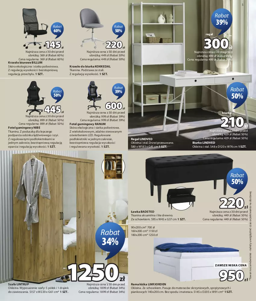 Gazetka promocyjna Jysk - Oferta tygodnia - ważna 22.07 do 09.08.2026 - strona 6 - produkty: Aksam, Biurka, Biurko, Biuro, Drzwi, Fa, Fotel, Fotel gamingowy, Inka, Krzesło, Materac, Rama, Rama łóżka, Regał, Siatka, Sok, Szafa, Tera, Top