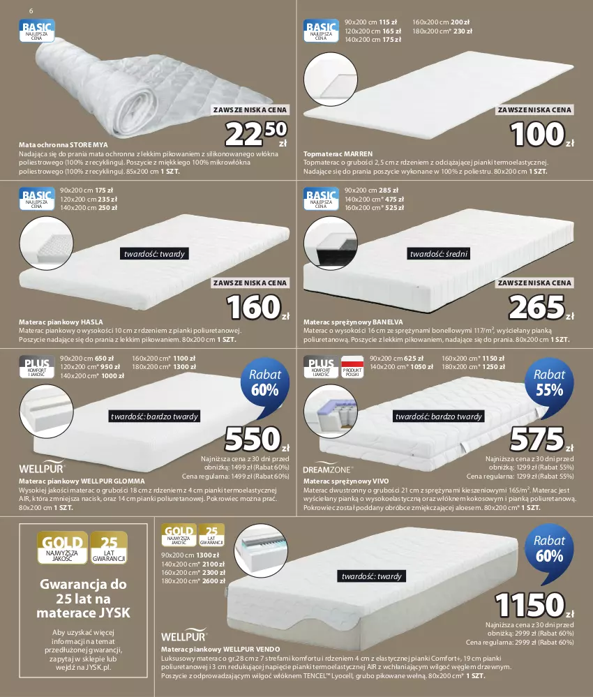 Gazetka promocyjna Jysk - Oferta tygodnia - ważna 22.07 do 09.08.2026 - strona 7 - produkty: Fa, Kokos, LG, Mata ochronna, Materac, Materac piankowy, Materac sprężynowy, Pokrowiec, Pur, Sok, Tera, Top