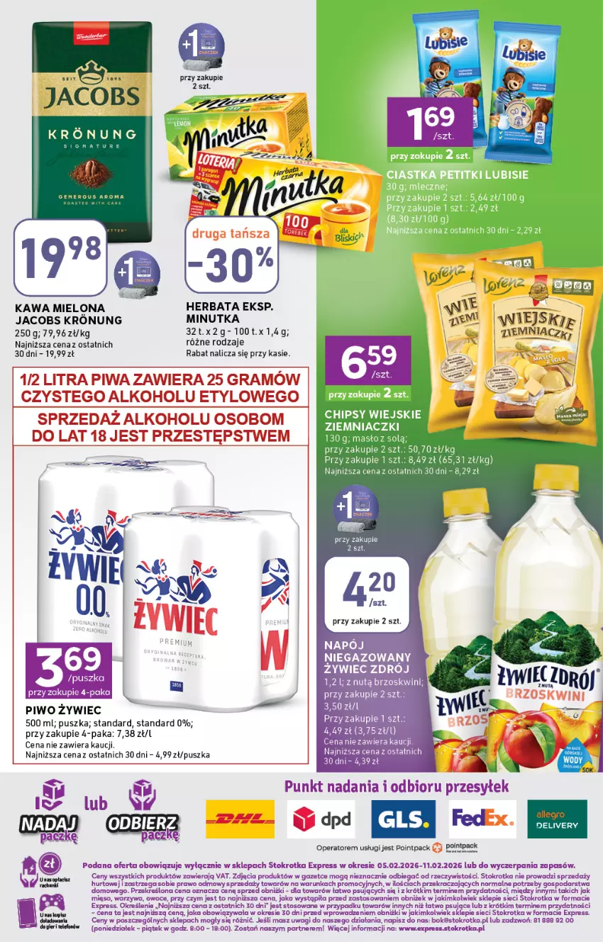 Gazetka promocyjna Stokrotka - Stokrotka Express - ważna 05.02 do 11.02.2026 - strona 6 - produkty: Gra, Herbata, Jacobs, Kawa, Kawa mielona, O nas, Owoce, Piwa, Piwo, Telefon, Wagi, Warzywa