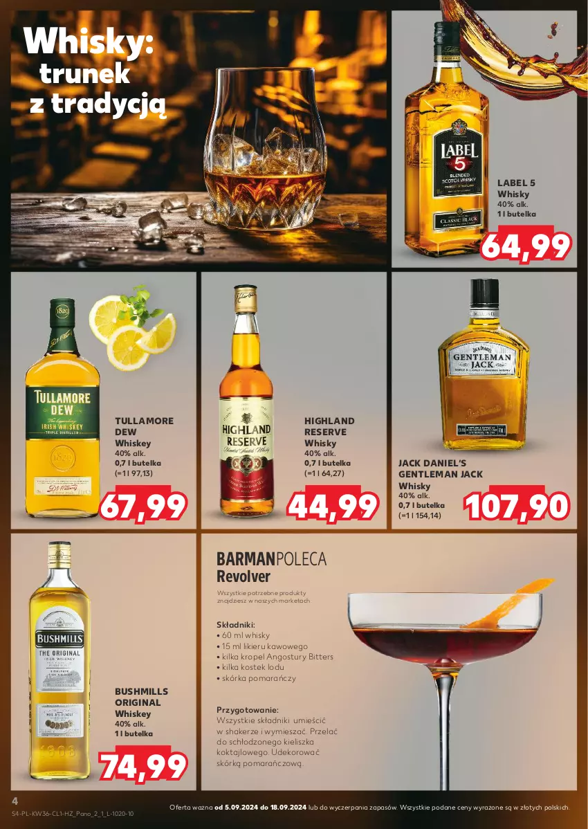 Gazetka promocyjna Kaufland - Barek Kauflandu - ważna 05.09 do 18.09.2024 - strona 4 - produkty: Bushmills, Gin, Likier, Ser, Stek, Tullamore Dew, Whiskey, Whisky