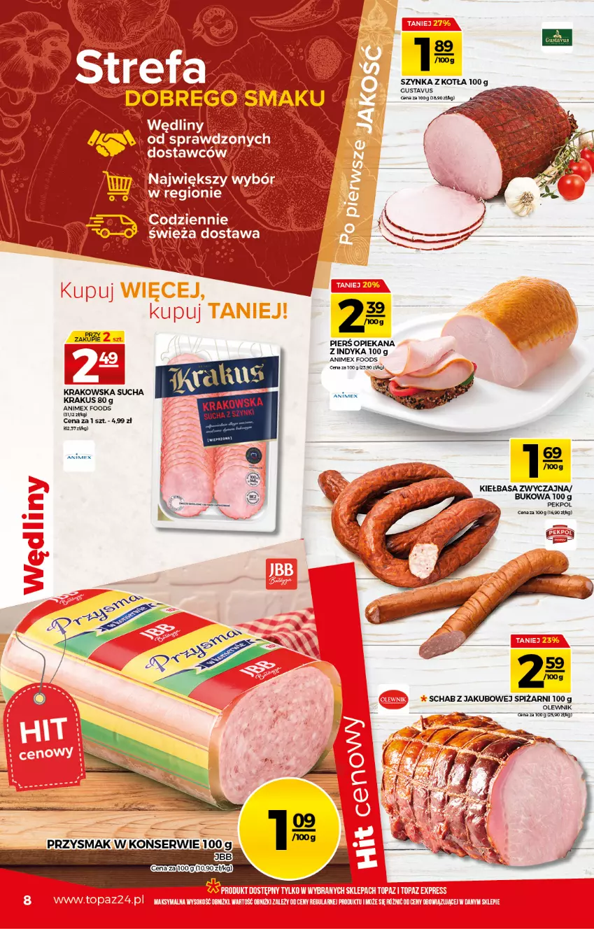 Gazetka promocyjna Topaz - Gazetka - ważna 06.05 do 12.05.2021 - strona 8 - produkty: Olewnik, Szynka