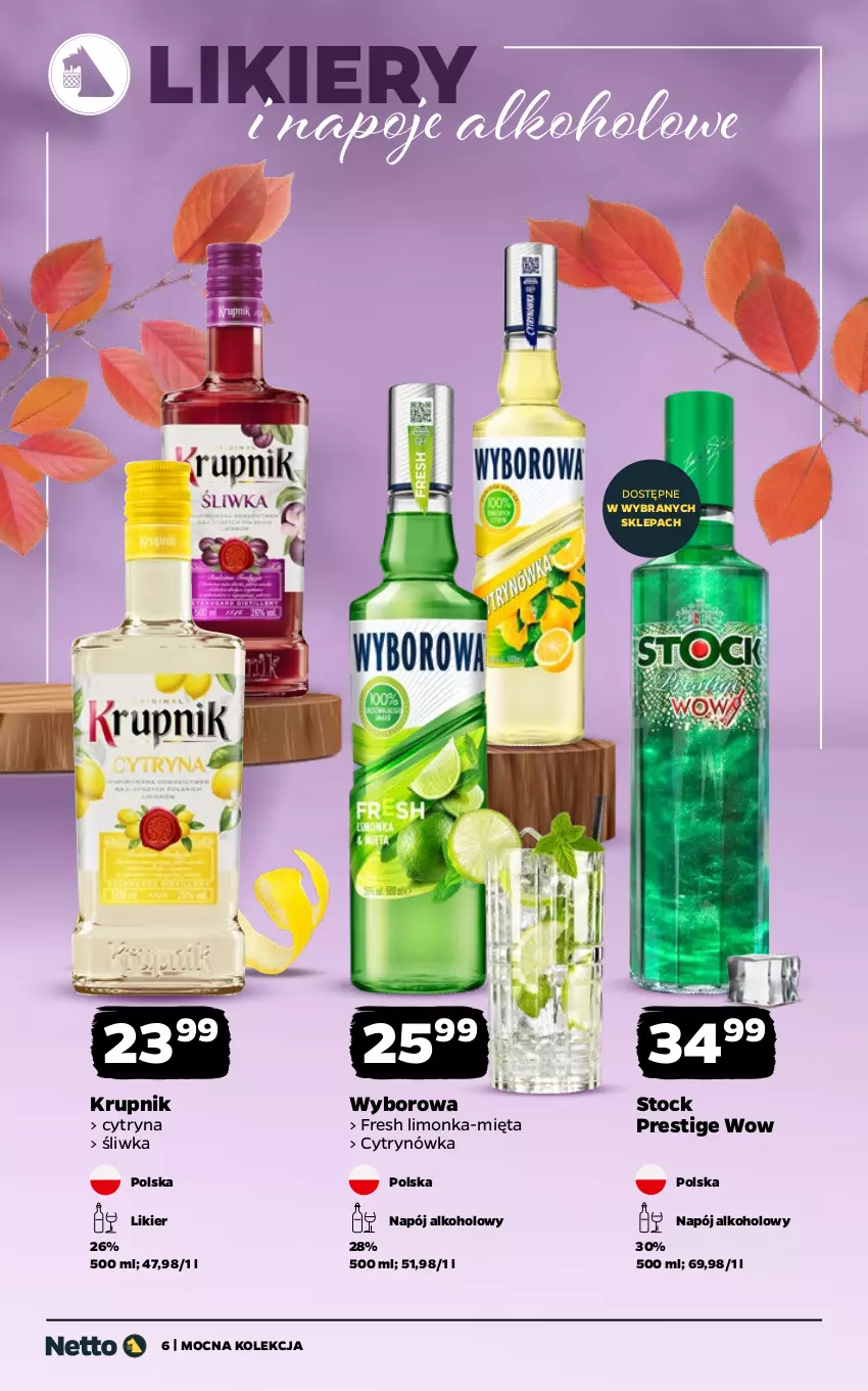 Gazetka promocyjna Netto - Alkohole - Mocne - ważna 27.10 do 08.11.2025 - strona 6 - produkty: Krupnik, Likier, Limonka, Mięta, Napój, Napoje, Stock, Wyborowa