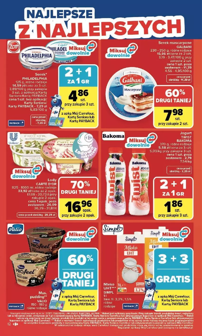 Gazetka promocyjna Carrefour - Gazetka Zmieniliśmy się dla Ciebie - ważna 25.05 do 30.05.2026 - strona 12 - produkty: Mus, Philadelphia, Pudding