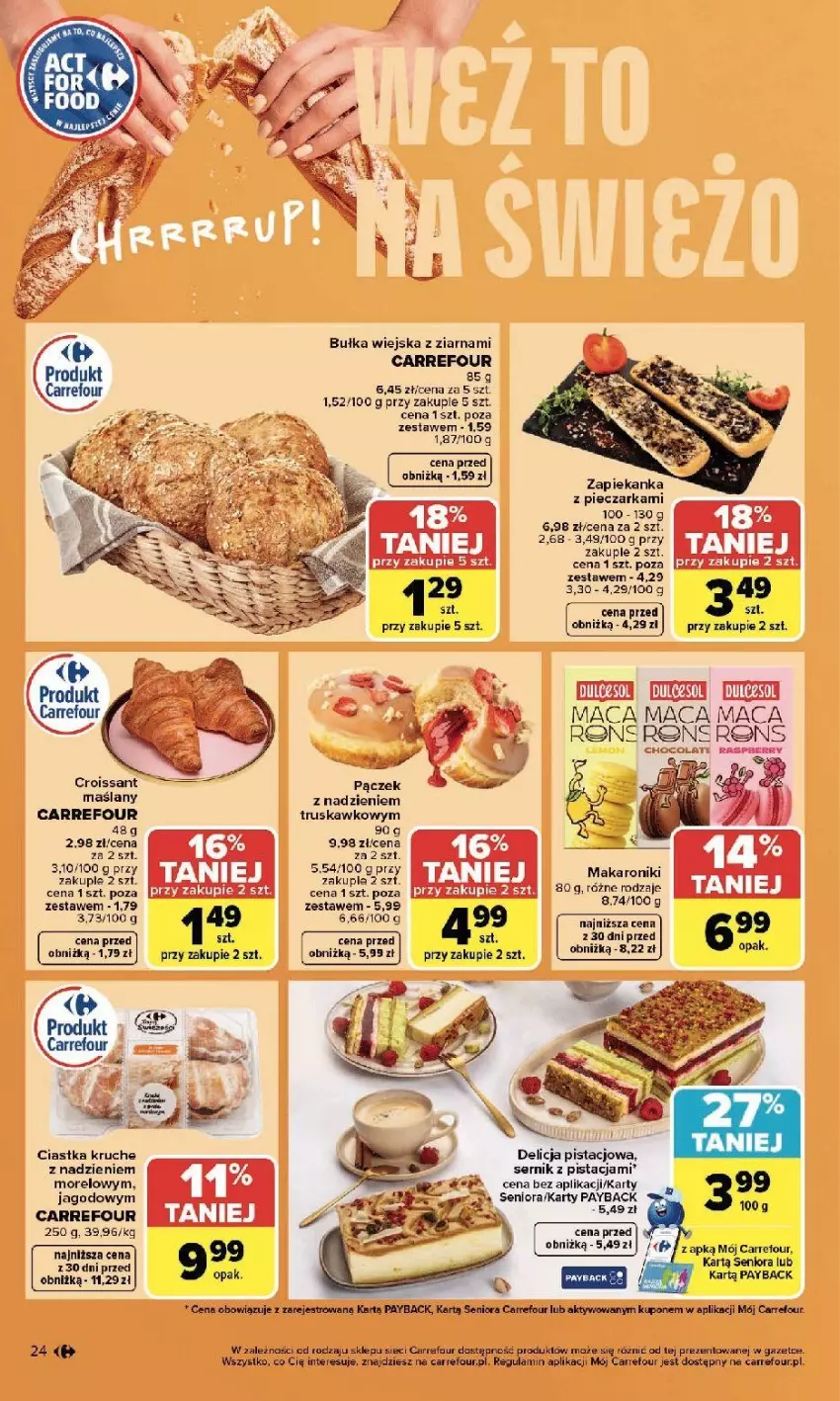Gazetka promocyjna Carrefour - Gazetka Zmieniliśmy się dla Ciebie - ważna 25.05 do 30.05.2026 - strona 24 - produkty: Bułka, Ciastka, Fa, Makaron, Pączek, Piec, Pieczarka, Por, Ser, Zapiekanka