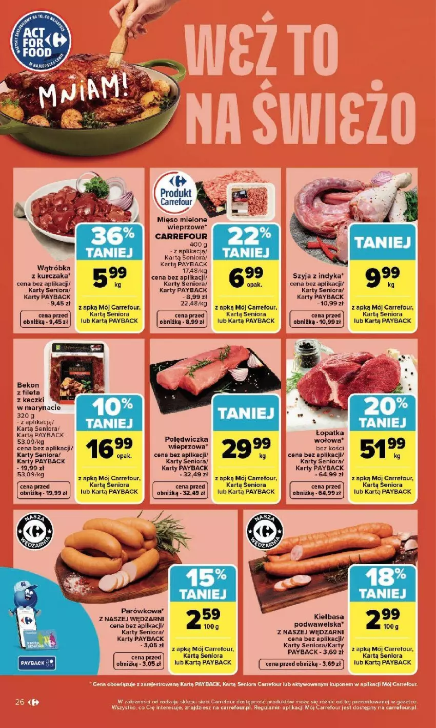 Gazetka promocyjna Carrefour - Gazetka Zmieniliśmy się dla Ciebie - ważna 25.05 do 30.05.2026 - strona 26 - produkty: Beko, Fa, Kiełbasa, Kurczak, Mięso, Polędwiczka wieprzowa, Wawel