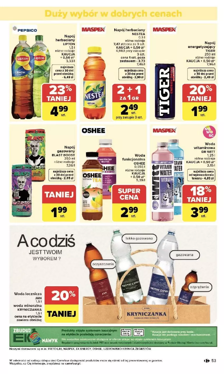 Gazetka promocyjna Carrefour - Gazetka Zmieniliśmy się dla Ciebie - ważna 25.05 do 30.05.2026 - strona 53 - produkty: Lipton, Napój, Nestea, Oshee, Pepsi, Tiger, Woda, Znicz