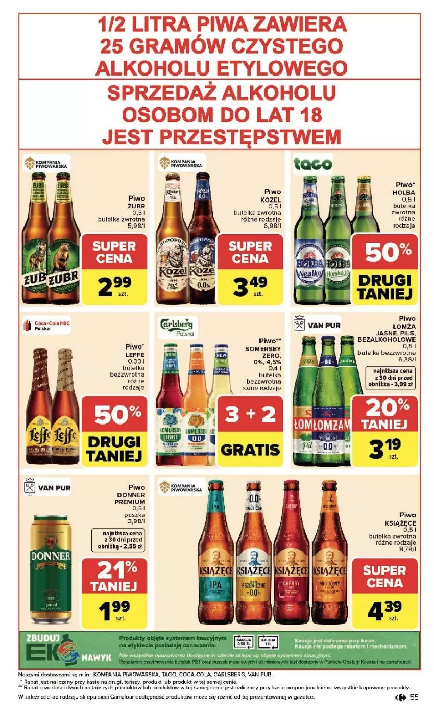 Gazetka promocyjna Carrefour - Gazetka Zmieniliśmy się dla Ciebie - ważna 25.05 do 30.05.2026 - strona 55 - produkty: Coca-Cola, Fa, Kozel, Książęce, Piwa, Piwo, Por, Pur, Somersby