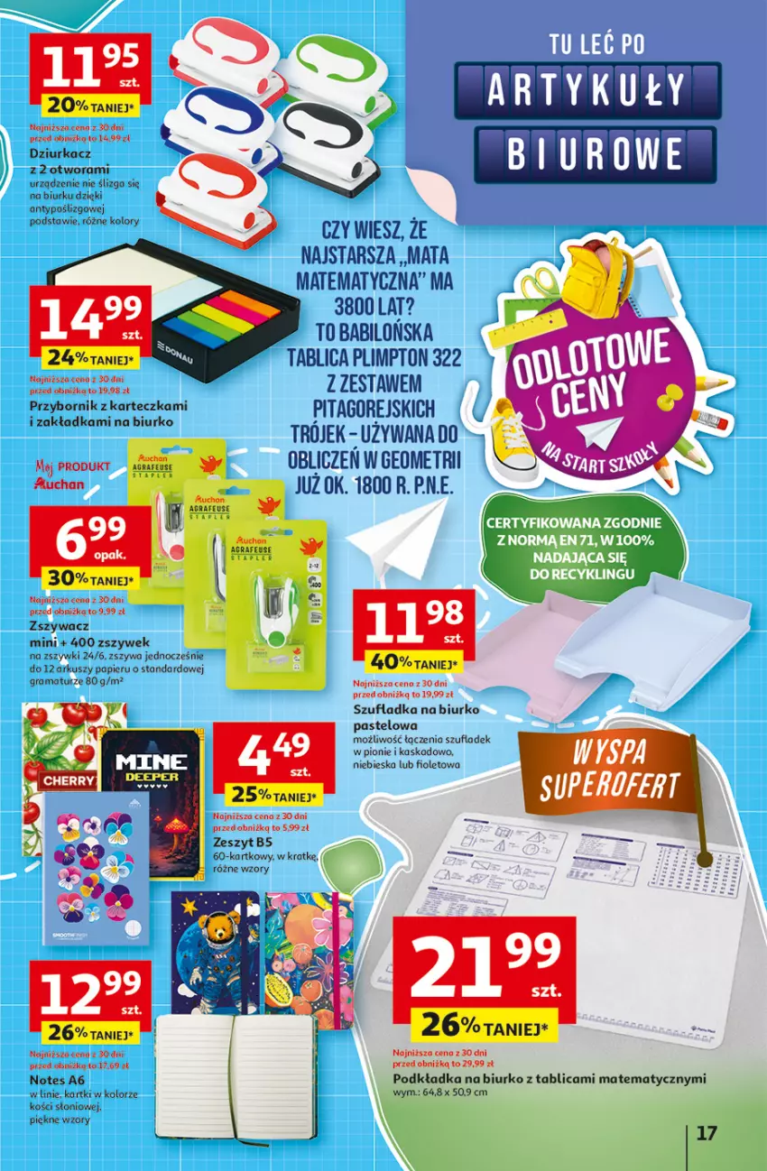 Gazetka promocyjna Auchan - Odlotowe ceny na start szkoły Hipermarket - ważna 21.08 do 27.08.2025 - strona 17 - produkty: Biurko, Biuro, Gra, Kask, Podkład, Podkładka, Rama, Tago