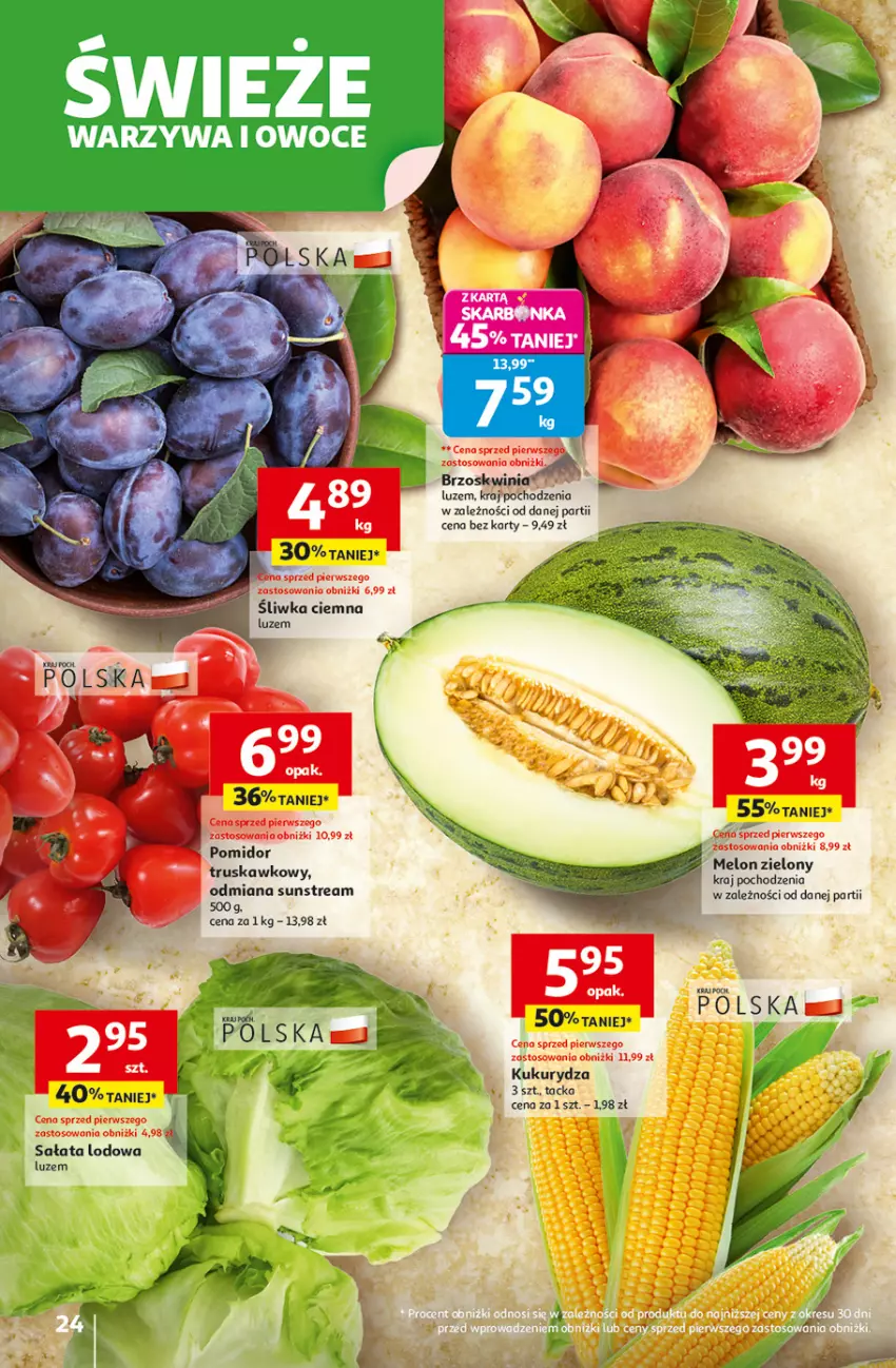 Gazetka promocyjna Auchan - Odlotowe ceny na start szkoły Hipermarket - ważna 21.08 do 27.08.2025 - strona 24 - produkty: Kukurydza, Melon, Sałat, Sałata lodowa