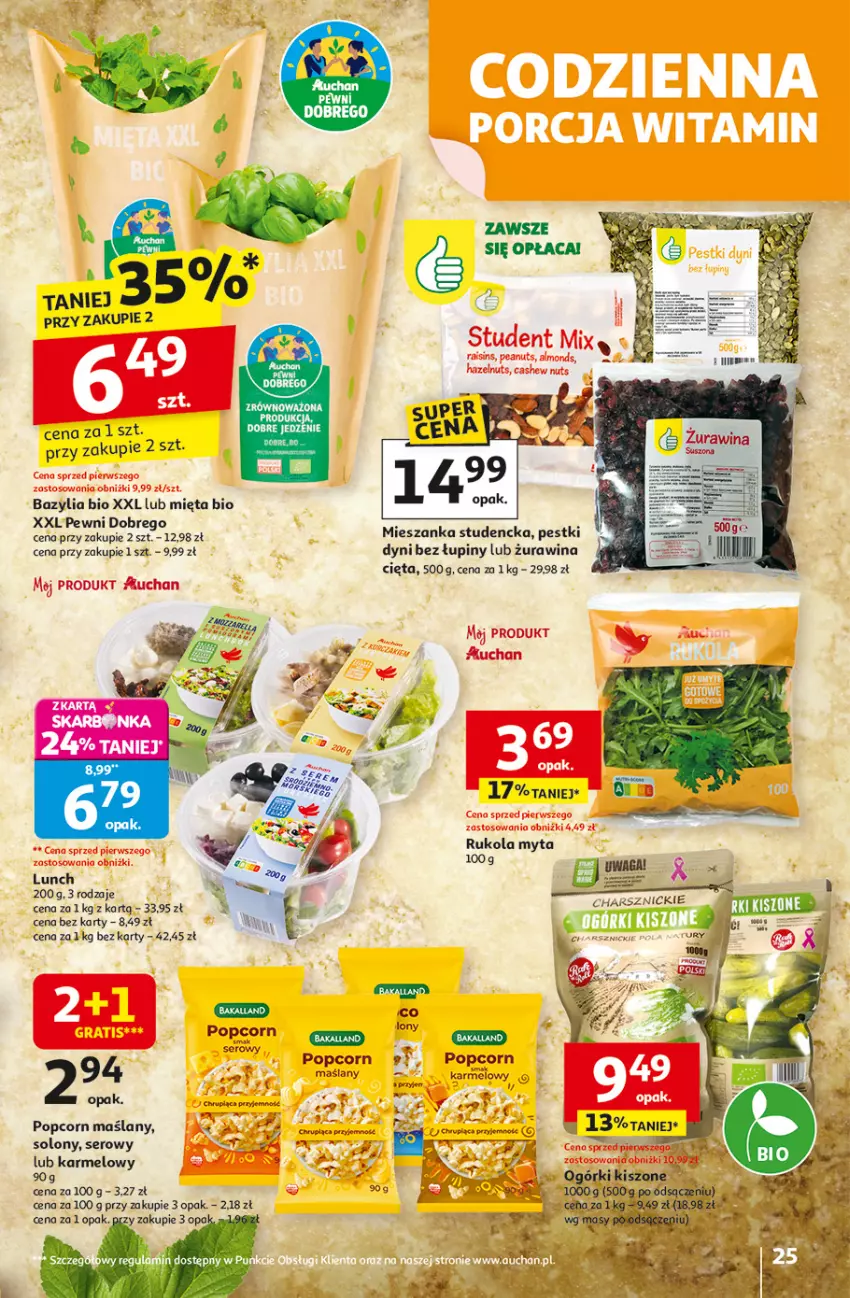Gazetka promocyjna Auchan - Odlotowe ceny na start szkoły Hipermarket - ważna 21.08 do 27.08.2025 - strona 25 - produkty: Bazyl, Bazylia, LG, Mieszanka studencka, Mięta, Pestki dyni, Popcorn, Rukola, Ser, Waga
