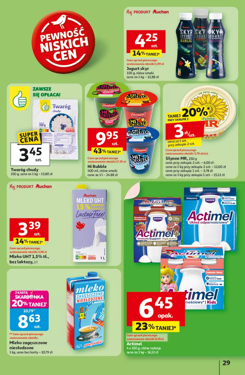 Gazetka promocyjna Auchan - Odlotowe ceny na start szkoły Hipermarket - ważna 21.08 do 27.08.2025 - strona 29 - produkty: Jogurt, Mleko, Mleko zagęszczone, Słynne, Twaróg, Twaróg chudy