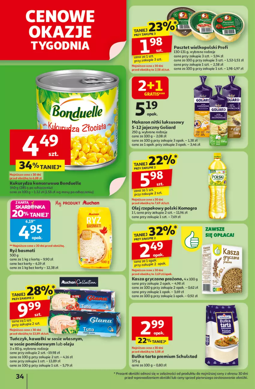 Gazetka promocyjna Auchan - Odlotowe ceny na start szkoły Hipermarket - ważna 21.08 do 27.08.2025 - strona 34 - produkty: Bułka, Bułka tarta, Goliard, Gra, Gry, Kasza, Kasza gryczana, Kawa, Makaron, Olej, Olej rzepakowy, Pasztet, Ryż, Ryż basmati, Sos, Tarta, Tuńczyk