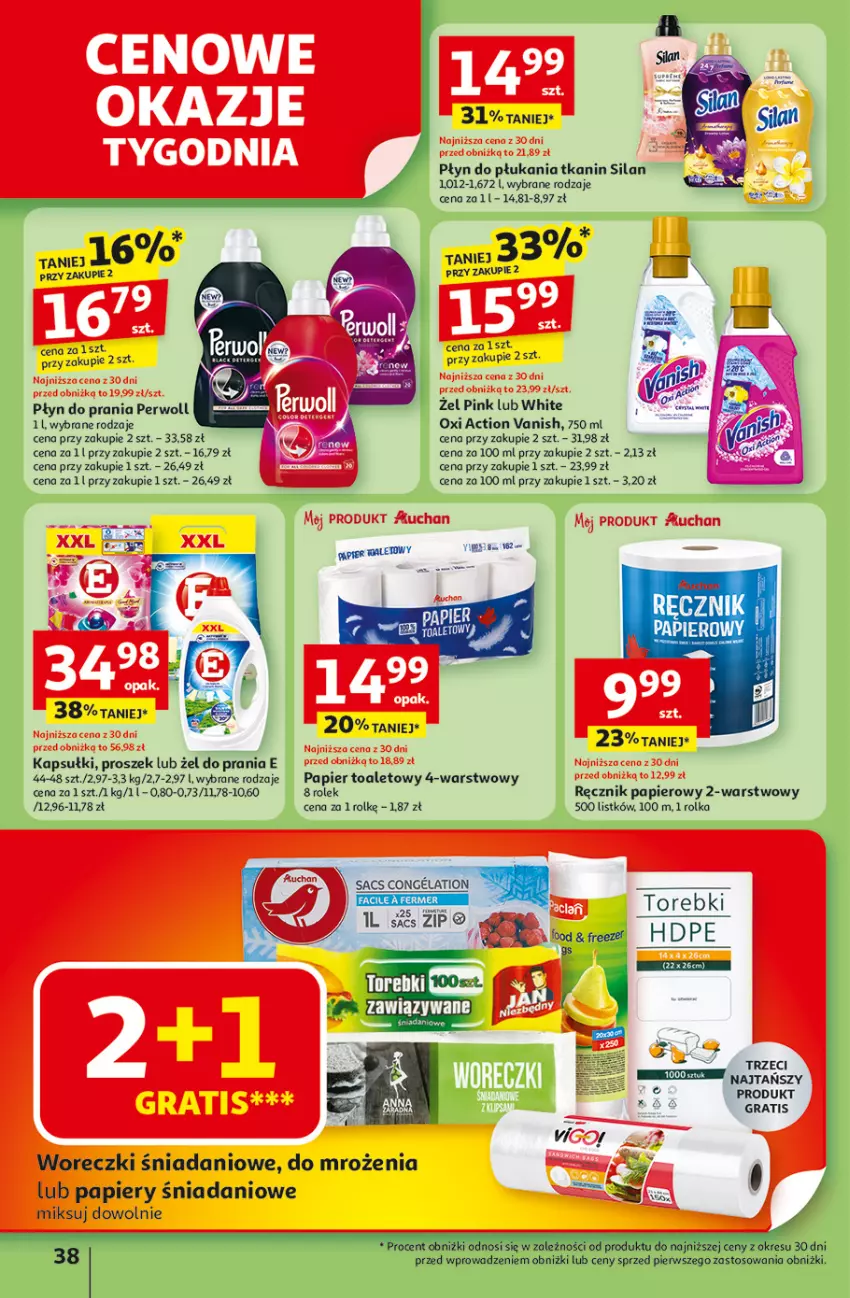 Gazetka promocyjna Auchan - Odlotowe ceny na start szkoły Hipermarket - ważna 21.08 do 27.08.2025 - strona 38 - produkty: Danio, LG, Mus, Papier, Papier toaletowy, Perwoll, Płyn do prania, Ręcznik, Vanish