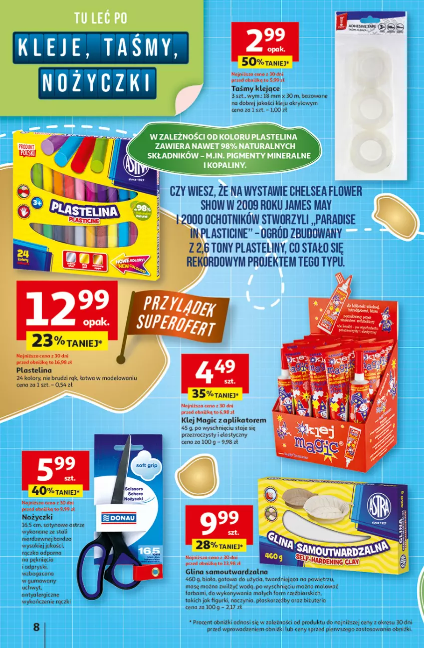 Gazetka promocyjna Auchan - Odlotowe ceny na start szkoły Hipermarket - ważna 21.08 do 27.08.2025 - strona 8 - produkty: Fa, Klej, Noż, Nożyczki, Outward, Plastelina, Por, Sok
