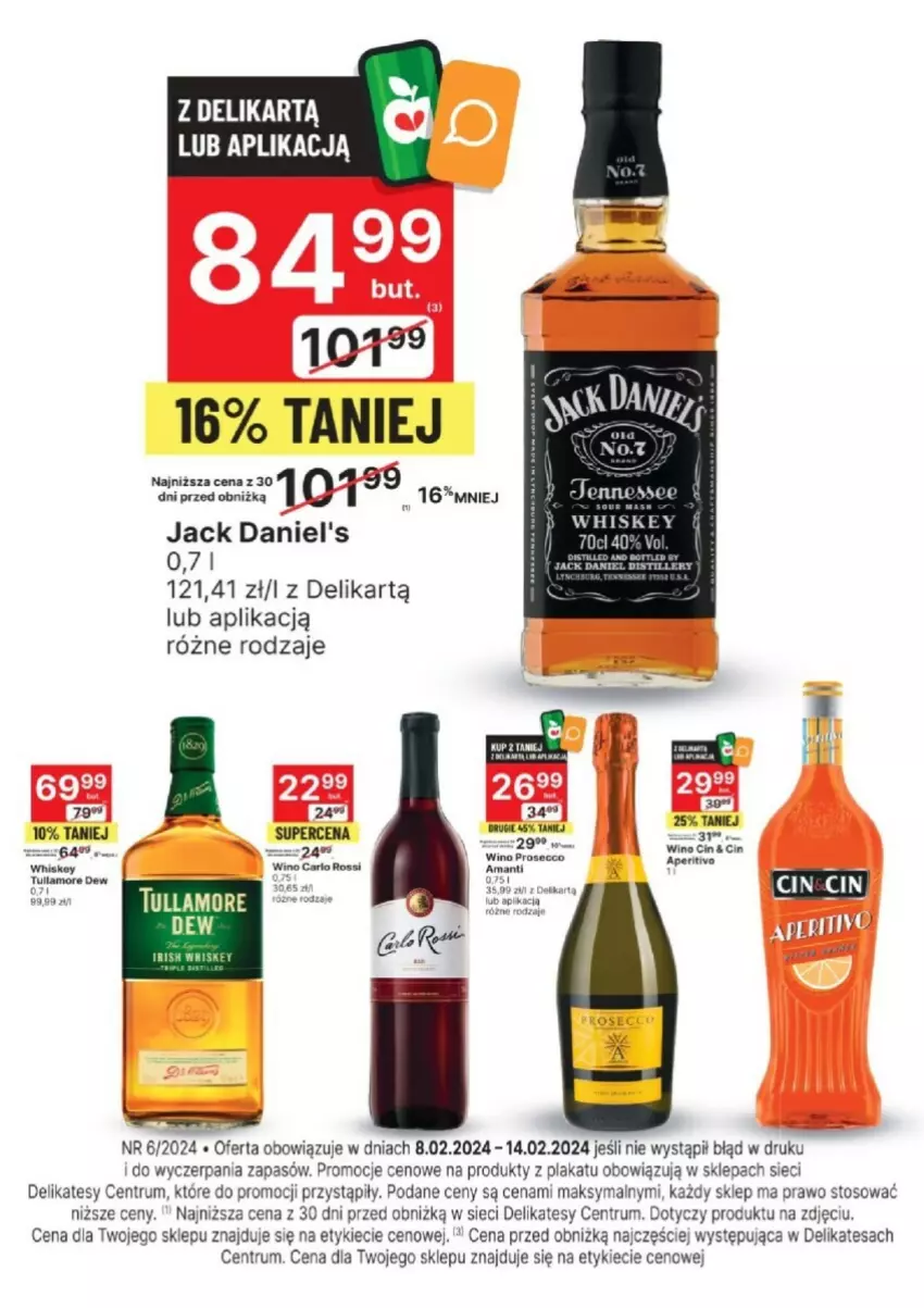 Gazetka promocyjna Delikatesy Centrum - ważna 08.02 do 14.02.2024 - strona 2 - produkty: Jack Daniel's, Rum, Whiskey, Wino