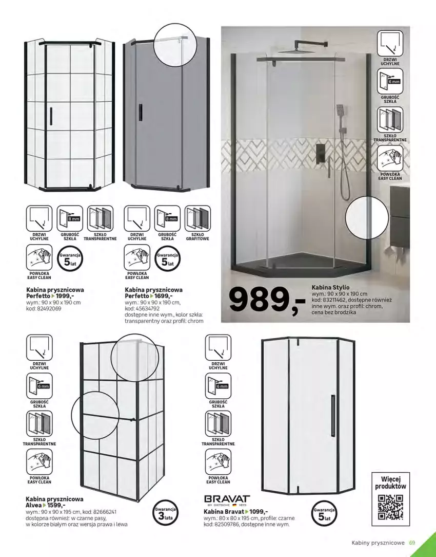 Gazetka promocyjna Leroy Merlin - Katalog Projekty 2021 - ważna 01.06 do 30.09.2021 - strona 69 - produkty: Drzwi, Gra, Kabina prysznicowa, Tran