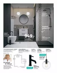 Gazetka promocyjna Leroy Merlin - Katalog Projekty 2021 - Gazetka - ważna od 30.09 do 30.09.2021 - strona 48 - produkty: Bateria umywalkowa, Por, Stojak, Ręcznik, Bateria, Brodzik, Gres, Lampa, Lustro, Gres szkliwiony, Miska, Lampa wisząca