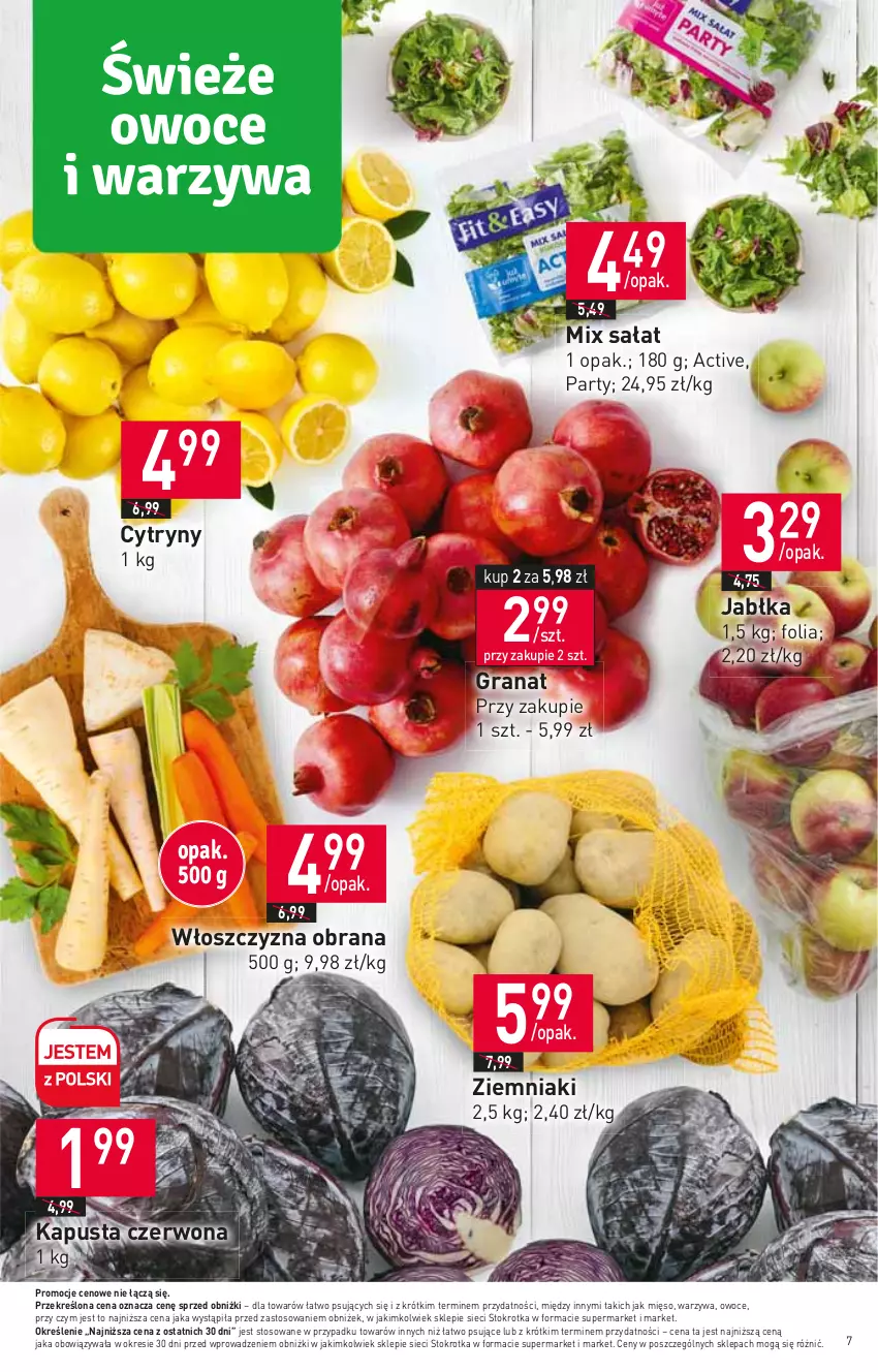 Gazetka promocyjna Stokrotka - Market - ważna 11.01 do 17.01.2024 - strona 7 - produkty: Cytryny, Gra, Granat, Jabłka, Mięso, Owoce, Sałat, Warzywa, Ziemniaki