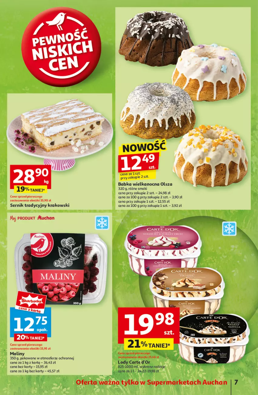 Gazetka promocyjna Auchan - WIELKA MOC Niskich Cen Supermarket - ważna 10.04 do 19.04.2025 - strona 9 - produkty: Babka, Carte d'Or, Cif, Lody, Maliny, Ser