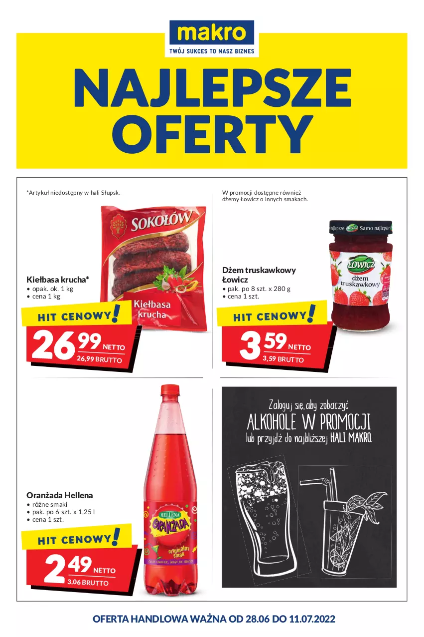 Gazetka promocyjna Makro - [Oferta promocyjna] Artykuły spożywcze i przemysłowe - ważna 28.06 do 11.07.2022 - strona 1 - produkty: Dżem, Hellena, Kiełbasa, Kiełbasa krucha, Oranżada