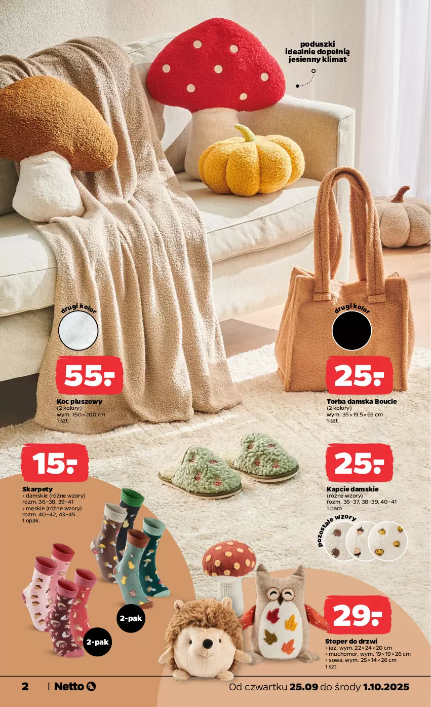 Gazetka promocyjna Netto - Od Czwartku Przemysłowa - ważna 25.09 do 01.10.2025 - strona 2 - produkty: Drzwi, Kapcie, Karp, Koc, Top, Torba