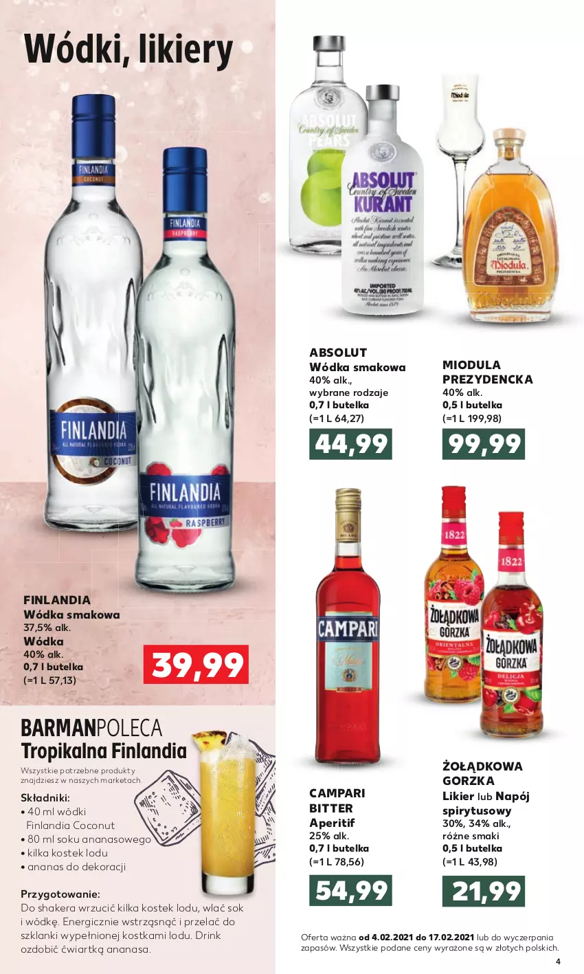 Gazetka promocyjna Kaufland - Barek - ważna 04.02 do 17.02.2021 - strona 4 - produkty: Absolut, Ananas, Finlandia, Lanki, Likier, Napój, Sok, Stek, Wódka