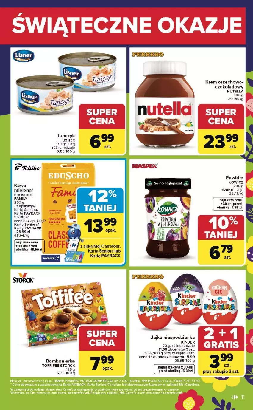 Gazetka promocyjna Carrefour - Gazetka Weekend okazji już od środy! - ważna 01.04 do 04.04.2026 - strona 11 - produkty: Fa, Kawa, Kinder, Nutella, Toffifee, Tuńczyk