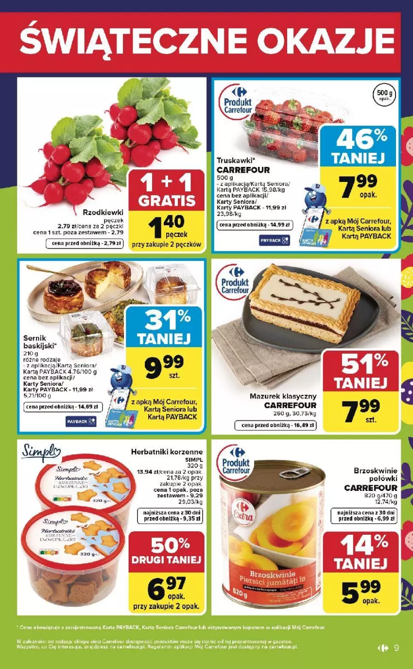 Gazetka promocyjna Carrefour - Gazetka Weekend okazji już od środy! - ważna 01.04 do 04.04.2026 - strona 9 - produkty: Brzoskwinie, Fa, Herbatniki, Por, Ser, Truskawki