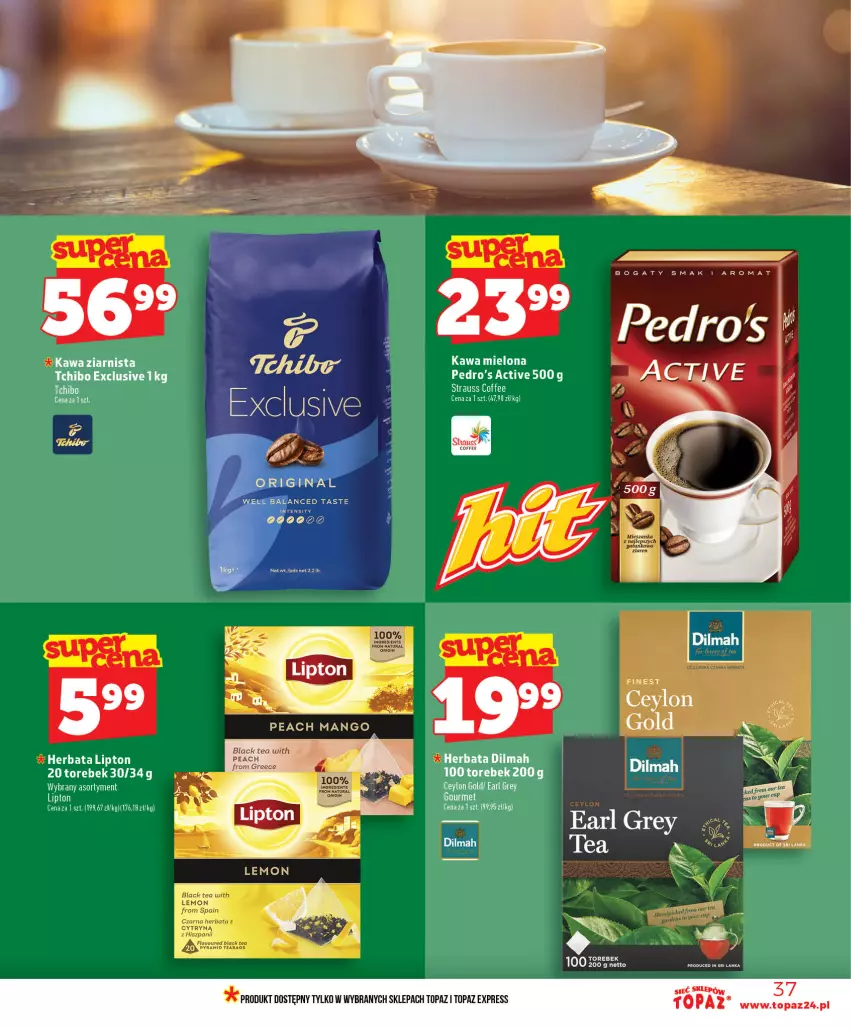 Gazetka promocyjna Topaz - Gazetka - ważna 18.06 do 24.06.2026 - strona 37 - produkty: BIC, Dilmah, Earl Grey, Herbata, Kawa, Kawa mielona, Kawa ziarnista, Mango, Tchibo, Top