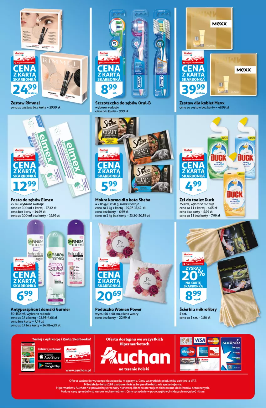 Gazetka promocyjna Auchan - Skarbonka #9 - ważna 04.03 do 10.03.2021 - strona 4 - produkty: Antyperspirant, Duck, Elmex, Garnier, Mexx, Mokra karma, Pasta do zębów, Piec, Poduszka, Sheba, Szczoteczka, Szczoteczka do zębów, Tera